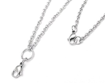 Stainless Steel Silver Chain Necklace with Lobster Clasp for Charms Pendants Custom Length