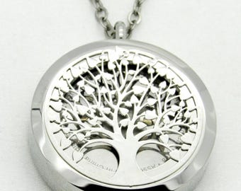 Stainless Steel Silver Holder Necklace with Heart Tree Cover for Apple Airtag and More Many Options