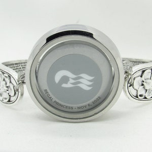 Stainless Steel Silver Floating Glass Twist Open Waterproof Locket Decorative Flower Bangle Bracelet for AirTag Coins More