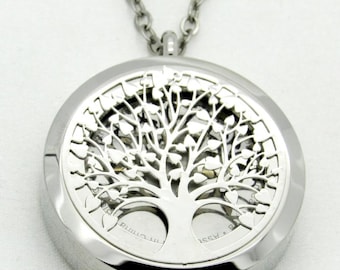 Stainless Steel Silver Holder Necklace with Tree Cover for Apple Airtag Life360 Tile Sticker and More Many Options