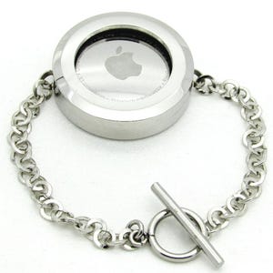 Stainless Steel Silver Gold Rose Gold Black Holder Bracelet Toggle Lobster or Sister Clasp for Apple Airtag Life 360 Tile Sticker and More