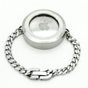 Stainless Steel Silver Gold Holder Bracelet Cuban Chain Flip Clasp for Apple Airtag Life360 Tile Sticker Find My Tag and More