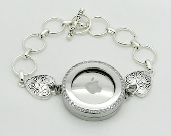 Stainless Steel Silver Gold Decorative Heart Bracelet with Toggle Clasp for Cruise Medallion Apple Tag