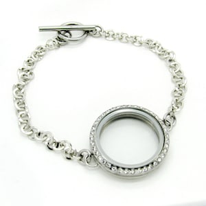 Edelstahl-Silber-runde Twist-offene wasserdichte Floating-Medaillon-Armband-große Kreis-Ketten-Toggle oder Karabiner-Verschluss 30 mm oder Airtag-Größe