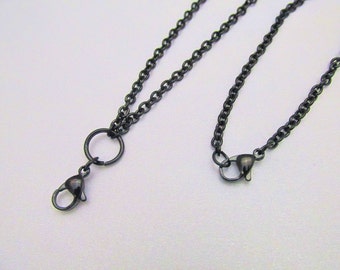 Stainless Steel Black Link Chain Necklace for Pendants Charms Lockets Custom Length