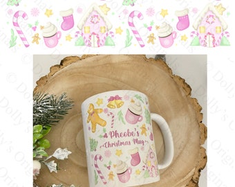 Pink Christmas Movie Print Mug Wrap PNG for sublimation Clipart Digital Download