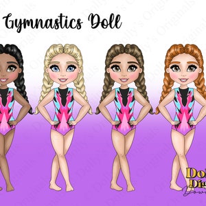 Gymnast Character Gymnastics Girl in Bright Leotard PNG Clipart Digital Download Sublimation