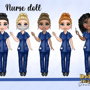 Nurse in Navy Uniform PNG for Sublimation, Clipart, Planning stickers