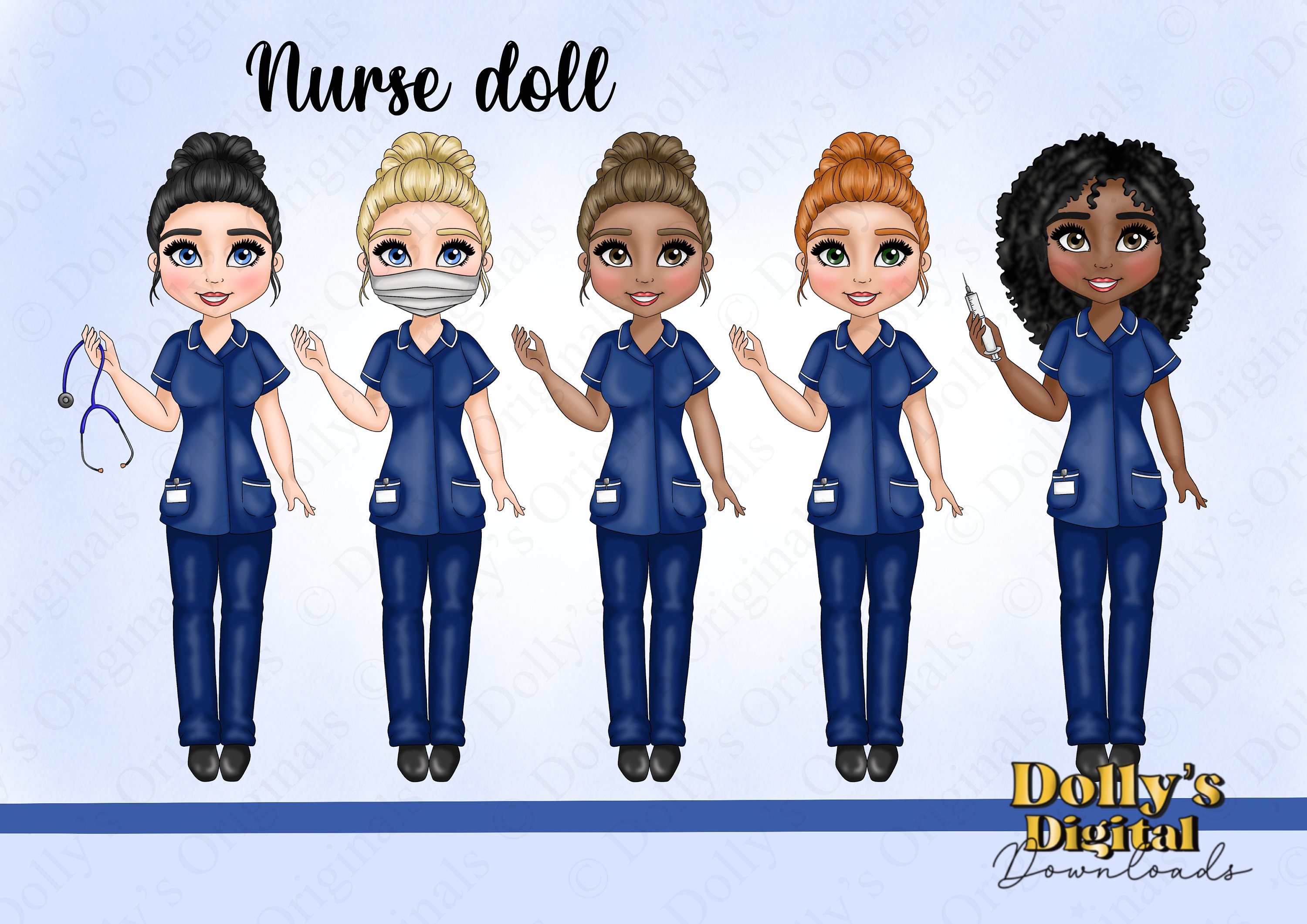 Nurse in Navy Uniform PNG for Sublimation, Clipart, Planning Stickers - Etsy, image size:3000x2121