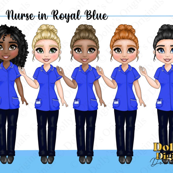 Nurse in Royal Blue Uniform PNG Clipart for sublimation planner sticker