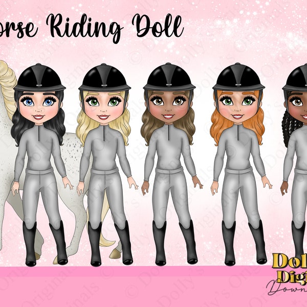 Horse Riding Girl Character PNG for digital download, Clipart, sublimation, planner stickers