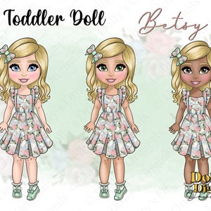 Cute Toddler Fashion Doll Betsy Blonde Hair PNG Clipart Digital Download Sublimation
