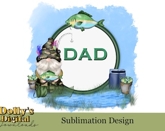 Dad Fishing Gnome Gonk Fathers Day Design PNG for sublimation