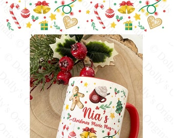 Red Christmas Movie Mug Wrap PNG for Sublimation Digital Download Clipart
