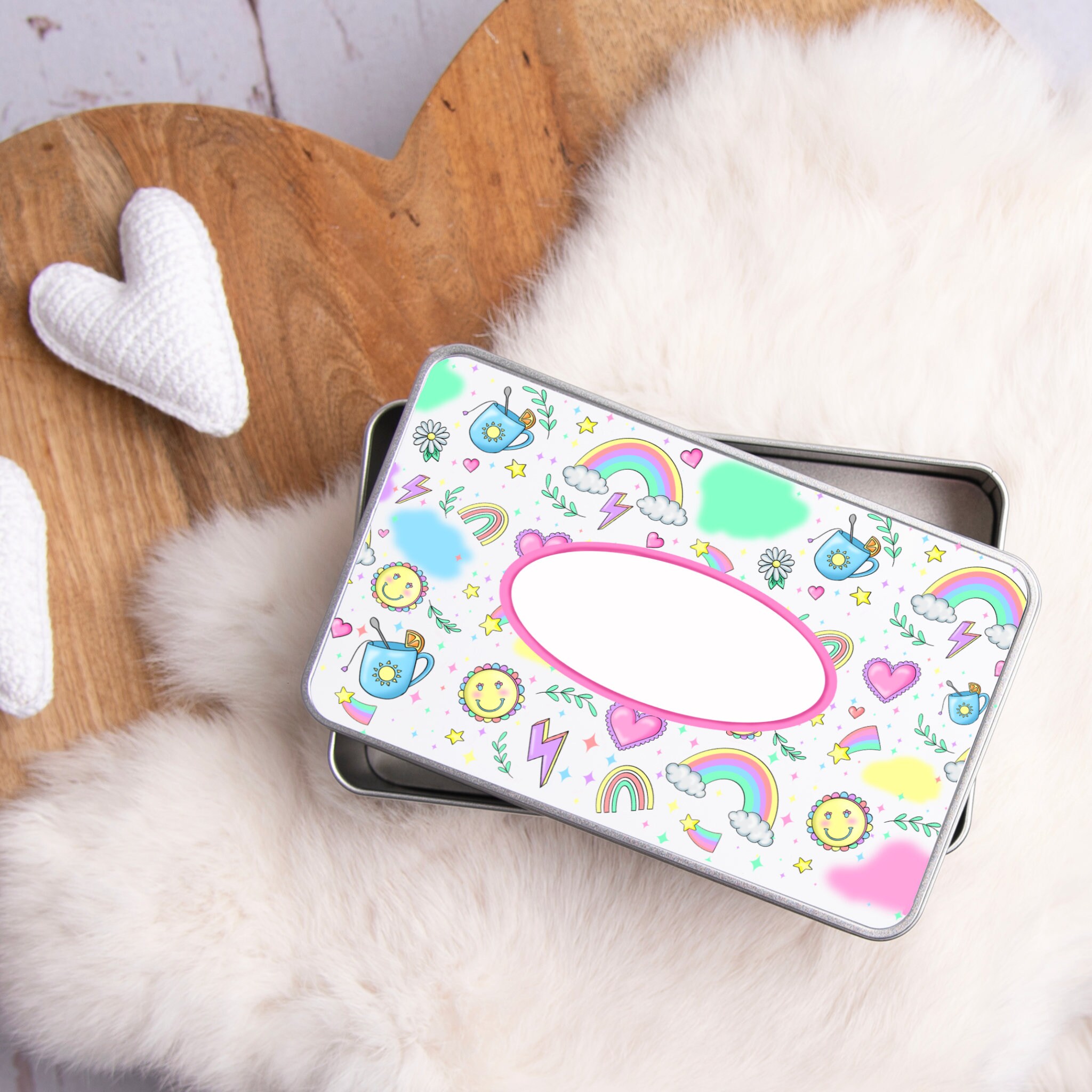 Positive Doodle Rainbow Tin Sublimation Design PNG