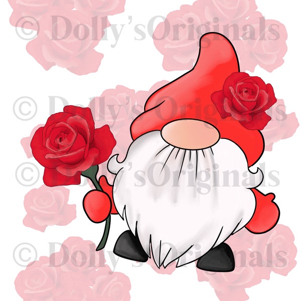 Rose Gonk Gnome PNG Sublimation Digital Download Clip art