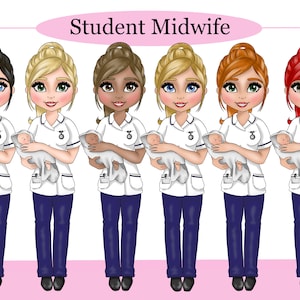 Student Midwife Character Bundle PNG for sublimation\digital download\planner\stickers\clipart