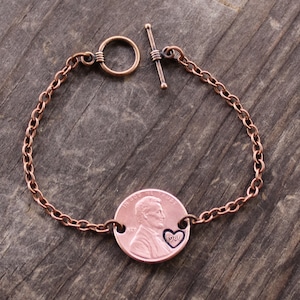Custom Penny Bracelet, Penny From Heaven, Anniversary Bracelets, Gift For Wife, Sympathy Gifts, In Memory Of, Girlfriend Jewelry, Memorial