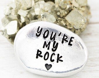 You’re My Rock Pocket Pebble, Husband Keepsake, Custom Pocket Coin, Boyfriend Gift, Pocket Hug, Anniversary For Him