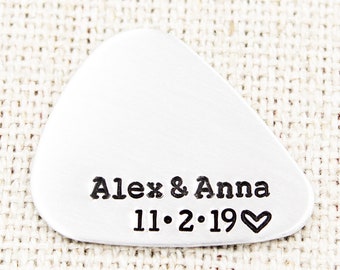 Custom Couples Guitar Pick, Anniversary Gifts For Him, Personalized Guitar Plectrum, Guitarist Gift, Boyfriend Gift, Music Gifts, For Men