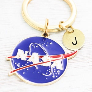 Custom Initial NASA Keychain, Personalized NASA Keyring, Science Geek Gift, NASA Key Fob, Outer Space, Astronaut Gifts, Astronomer Gift Idea
