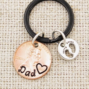 New Dad Keychain, Dad Penny Keychain, New Daddy Keyring, Regalo per il marito, Regalo per la prima volta papà, Nuovi regali per bambini, Regalo Dada, Portachiavi papà