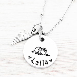 Personalized Angel Baby Necklace, Loss Of Baby Jewelry, Miscarriage Necklace, Infant Loss Gift, Stillborn Sympathy Gifts, Pregnancy Loss