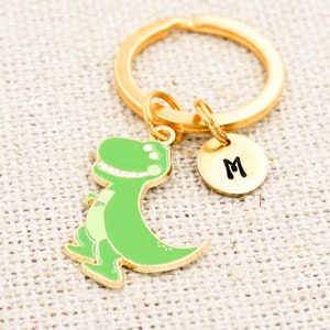Personalized Dinosaurs Keychain, Tyrannosaurus Keyring, T Rex Charm, Cute Animal Keychains, Dino Key Chain, Monogram Key Ring, Animal Lover