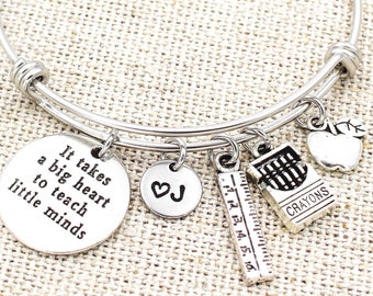 It's Take A Big Heart To Teach Little Minds armband, leraar armband, cadeau voor leraar, cadeau leraar waardering, cadeau leraar kleuterschool