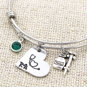 Registered Nurse Bangle Bracelet, RN Bracelet, Stethoscope Bangle, Gift For Nurse, Nurse Graduate Gifts, Nurse Jewelry, Nursing Student Gift