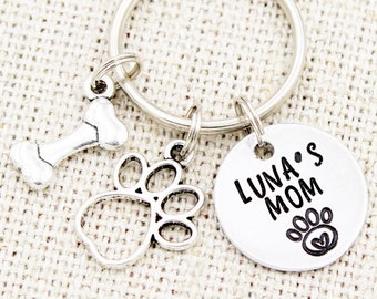 Personalized Dog Mom Keychain, Custom Dog Keychain, Dog Mama Gift, New Dog Gift, Pet Owner Gifts, Dog Gifts, Cat Mom Keychain, Dog Keyring