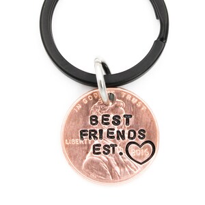 Best Friends EST Penny Keychain, Custom Friendship Keychains, Personalized Penny, Gift For Friend, Bestie Gift, Soul Sisters, Gift For Her