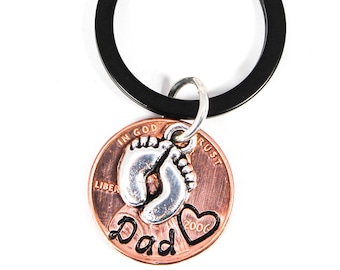 Dad Keychain, New Dad, Gift For New Daddy, First Time Dad Gift, Husband Gift, New Father, 1st Time Dad, Daddy Keyring, Baby Feet Key Chain