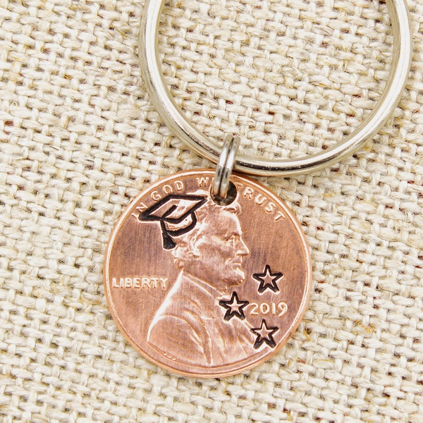 Personalized Graduation Keychain, Custom Graduate Keyring, Stamped Penny Keychain, Gifts For Graduation, Graduate Gift, Student Gifts