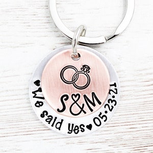 Personalized Wedding Date Keychain, Gift For Bride and Groom, Anniversary Keychains, Husband Gifts, We Said Yes, I Still Do, Wedding Day