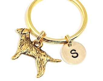 May include: Gold-toned keychain with a small dog charm and a round charm with the letter "S" engraved on it.