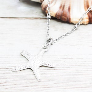 Dainty Starfish Necklace, Stainless Steel Starfish Charm Necklace, Beach Jewelry, Beach Wedding, Beach Lover Gift, Sea Life Necklaces