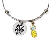 Good Vibes Bangle, Pineapple Bracelet, Good Vibes Only, Pineapple Gift, Inspirational Gifts, Positive Quotes, Happy Gifts, Yoga Gift, BFF