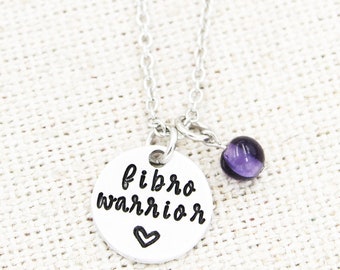 Fibromyalgia Awareness Necklace, Fibro Warrior Necklace, Fibromyalgia Gift, Purple Awareness, Chronic Pain Jewelry, Strong Women