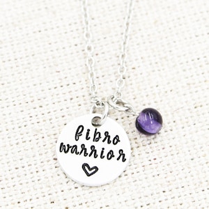 Fibromyalgia Awareness Necklace, Fibro Warrior Necklace, Fibromyalgia Gift, Purple Awareness, Chronic Pain Jewelry, Strong Women
