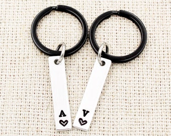 Couples Matching Keychain Set, Couples Initials Keychains, Simple Anniversary Gift, Gift For Husband, Boyfriend Gift, Best Friend Keyring