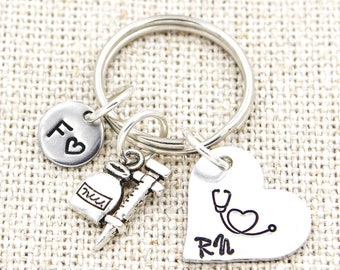 Custom RN Keychain, Nurse Keyring, Stethoscope Keychain, Nursing Student Gift, Nurse Graduate Gifts, LPN Keychains, Gift For Nurse