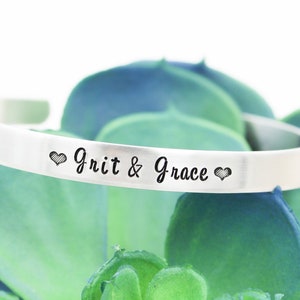 Grit and Grace Cuff Bracelet, Motivational Bracelets, Inspirational Jewelry, Christian Jewelry, Religious Gifts, Strong Women, You Got This