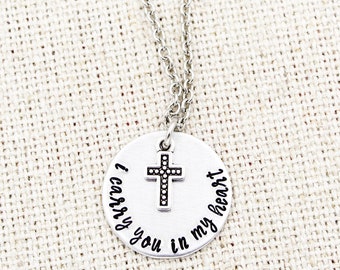 I Carry You In My Heart Memorial Necklace, Loss Of Loved One Jewelry, Sympathy Gift Idea, Forever In My Heart, Grief Gifts, Loss Of Mom Dad
