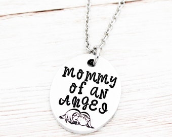 Mommy Of An Angel Necklace, Angel Mom Necklace, Bereavement Gift, Stillborn Sympathy Gift, Miscarriage Necklaces, Loss Of Child, Infant Loss