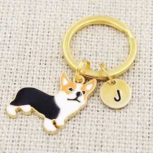 Custom Initial Corgi Keychain, Corgi Keyring, Dog Keychains, Dog Breed Gifts, Dog Mom, Corgi Gifts, Corgi Lover Gift, Corgi Owner, New Dog