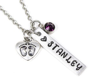 Baby Name Necklace, New Mom Necklace, Baby Shower Gift, Baby Push Present, Mom Jewelry, Gift For New Mother, Childs Name, First Time Mom
