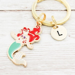 Custom Initial Mermaid Keychain, Mermaid Book Bag Charm, Mermaid Gifts, Beach Keychains, Teen Girl Gift, Mermaid Tail, Mermaid Lover Gifts
