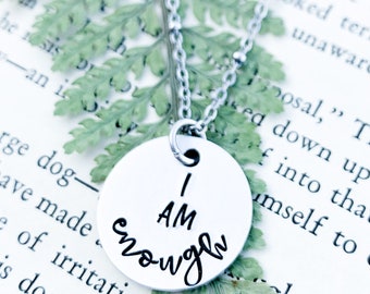 I am Enough Necklace, Motivational Jewelry, Uplifting Gifts, You are Enough Charm Necklace, Self Love Gift, Daughter Gift, Student Gifts