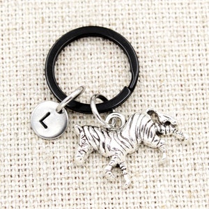 Custom Initial Zebra Keychain, Zebra Keyring, Zebra Gifts, Animal Charms, Safari Gift, Stocking Stuffer, Zebra Bag Charm, Zebra Zipper Pull